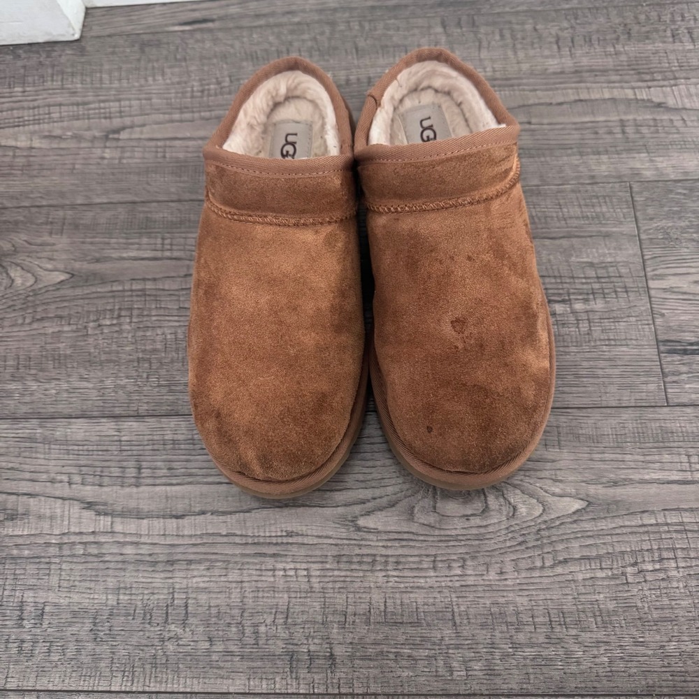 UGG Classic Slipper Chestnut Suede Sheepskin Lining Women 8